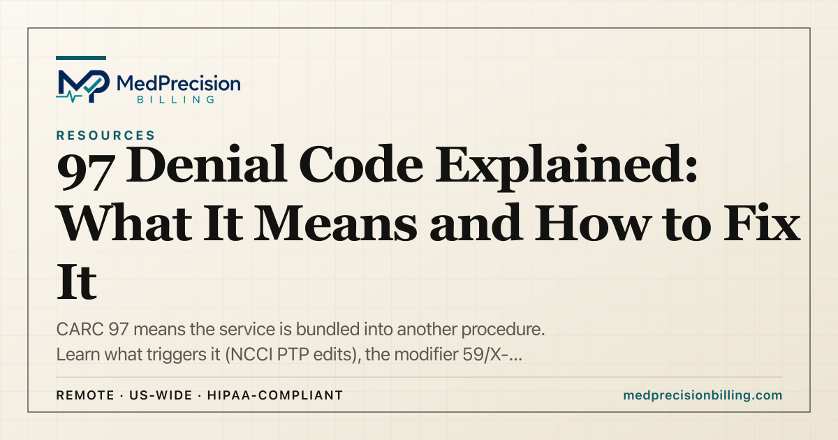 97 Code 97 Denial Code (CARC 97): The Bundling Fix That Gets Paid