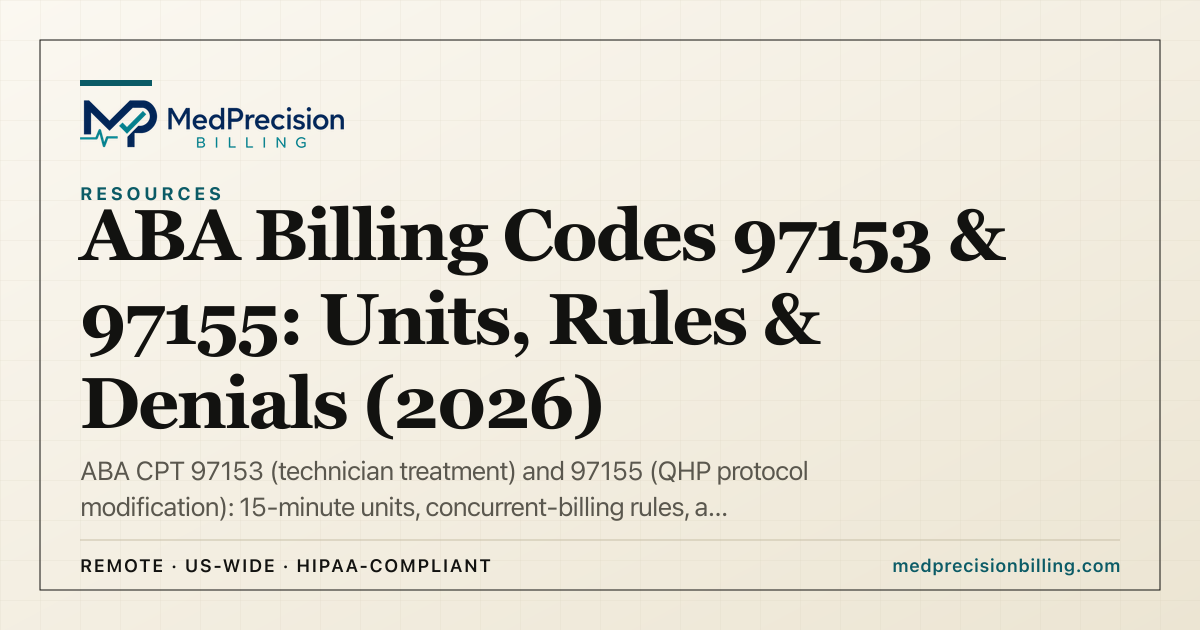 ABA Billing Codes 97153 & 97155: Units & Denials 2026