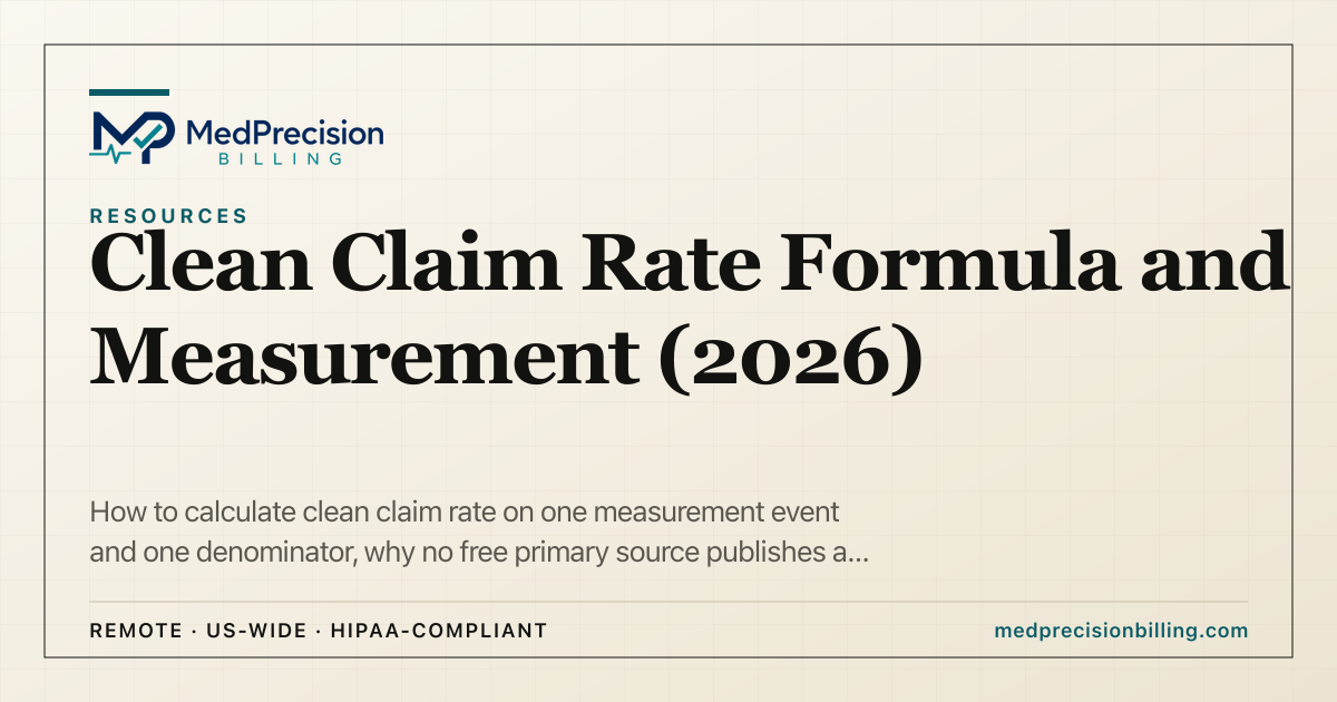 Clean Claim Rate Formula & Benchmark 2026 | MedPrecision