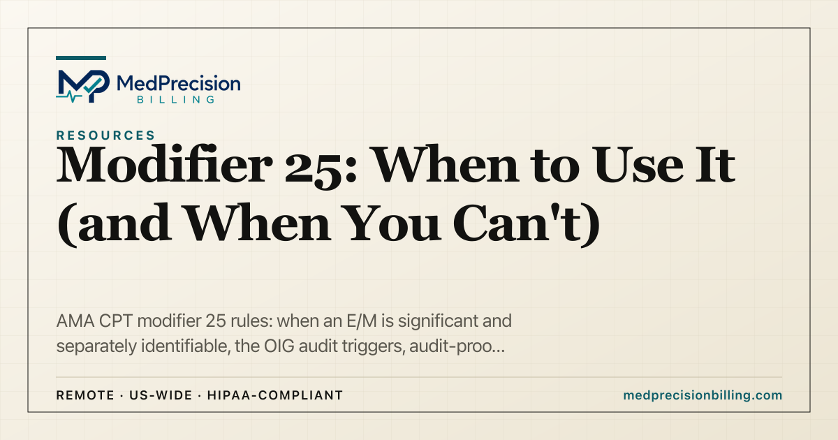Modifier 25: When to Use It (CPT Rules + Audit-Safe