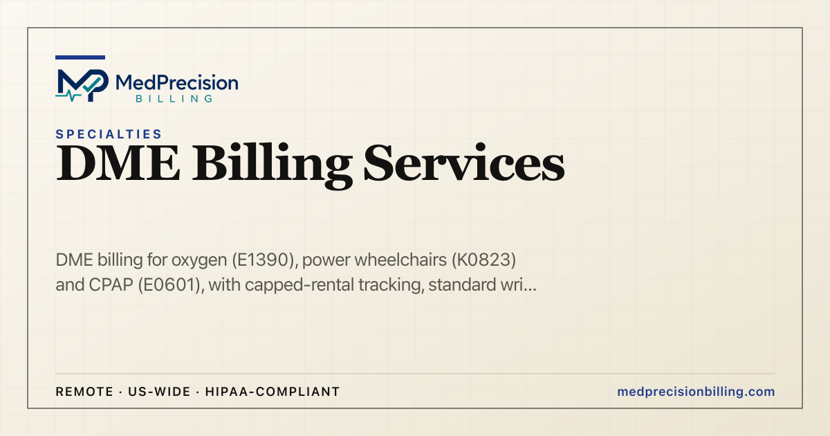 Service Code K0823 DME Billing Services | HCPCS E1390, K0823, CMN Compliance