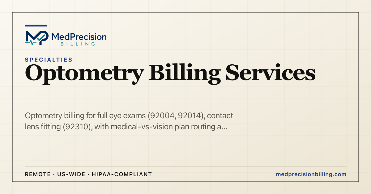 Optometry Billing | 92004/92014 Medical vs Vision Plan